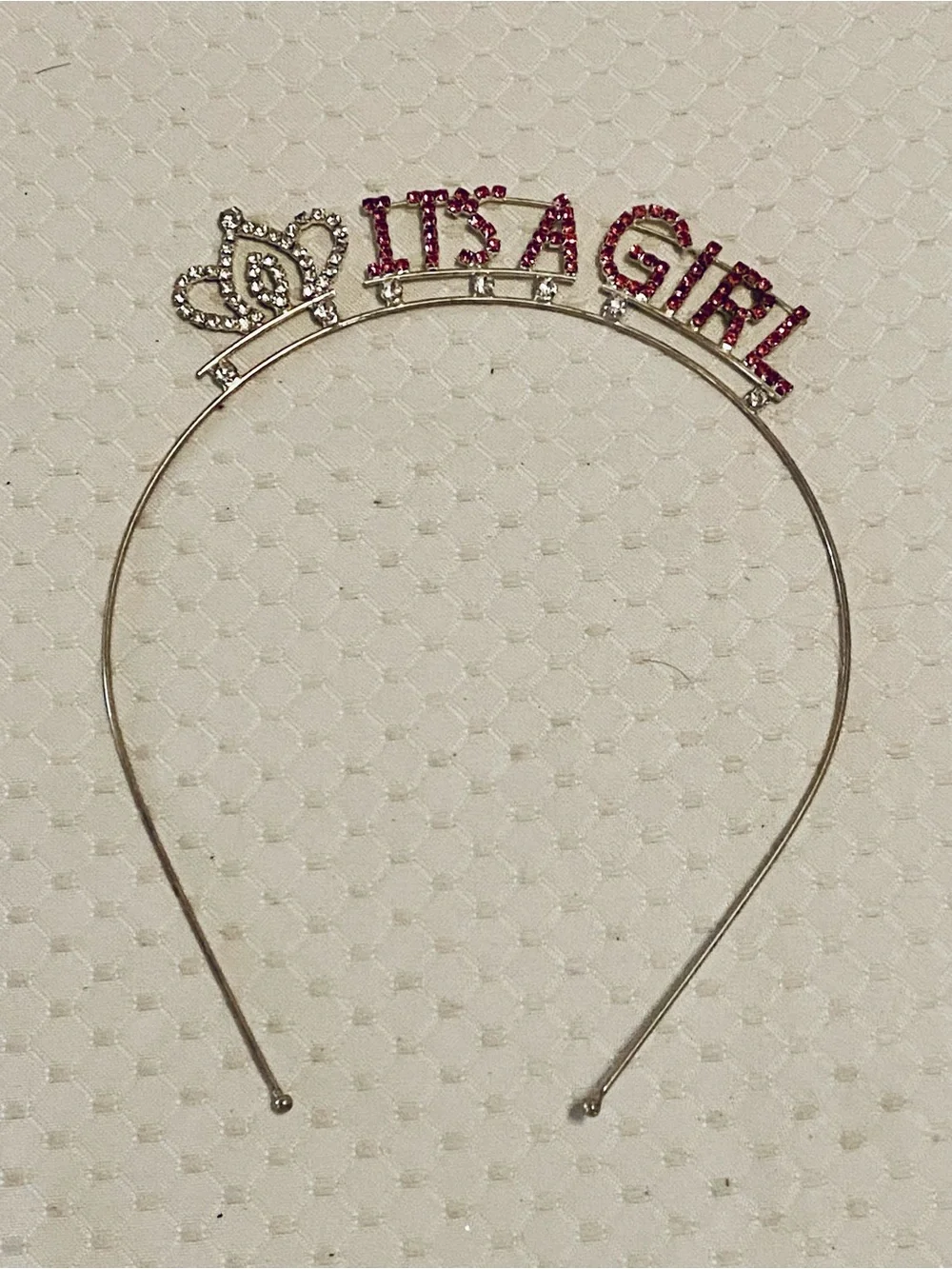 'It's a Girl' Pink Rhinestone Headband, Excellent Condition